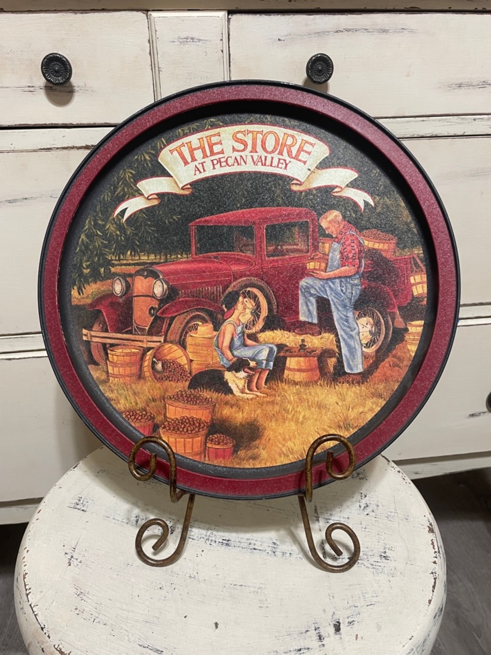 The Store at Pecan Valley Decorative Round Tray - Red Accent